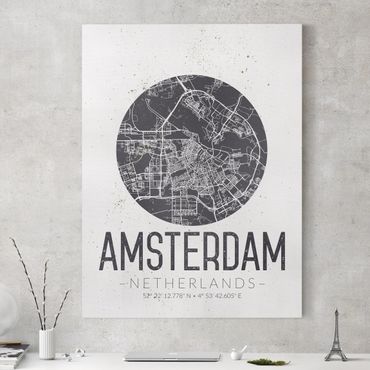Stampa su tela - Amsterdam City Map - Retro - Verticale 3:4