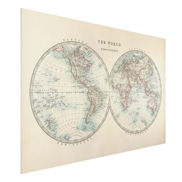 Stampa su Forex - Mappa del mondo Vintage i due emisferi - Orizzontale 2:3