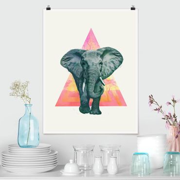 Poster - Illustrazione Elephant anteriore Triangolo Pittura - Verticale 4:3