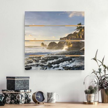 quadri & cornici HB poster su legno Sun Sea and Surf  quadro,stampa su legno bordo nero 
