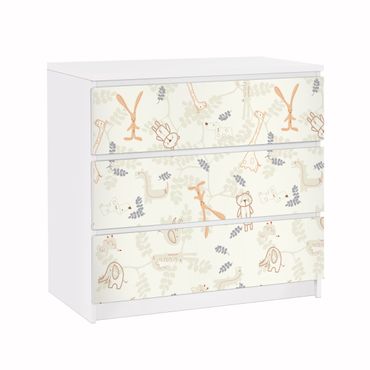 Carta adesiva per mobili IKEA - Malm Cassettiera 3xCassetti - Pastel Plushies