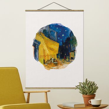 Foto su tessuto da parete con bastone - Acquarelli - Vincent Van Gogh - Terrazza del caffe ad Arles - Verticale 4:3