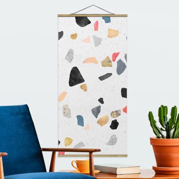 Quadro su tessuto con stecche per poster - Elisabeth Fredriksson - Bianco Terrazzo Con Goldsteinchen - Verticale 2:1