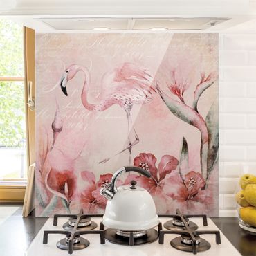 Paraschizzi in vetro - Shabby Chic Collage - Flamingo