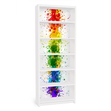 Carta adesiva per mobili IKEA - Billy Libreria - Rainbow splatter