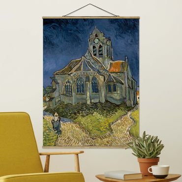 Foto su tessuto da parete con bastone - Vincent Van Gogh - Chiesa di Auvers-sur-Oise - Verticale 4:3