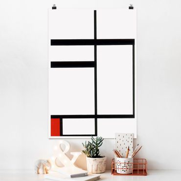 Poster - Piet Mondrian - Composizione Rosso Bianco - Verticale 3:2