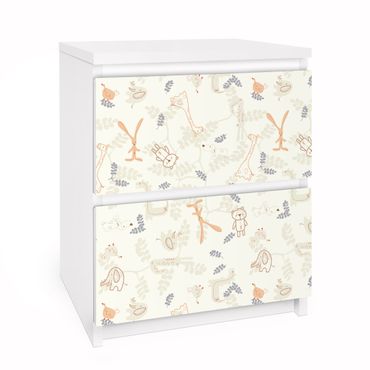 Carta adesiva per mobili IKEA - Malm Cassettiera 2xCassetti - Pastel Plushies