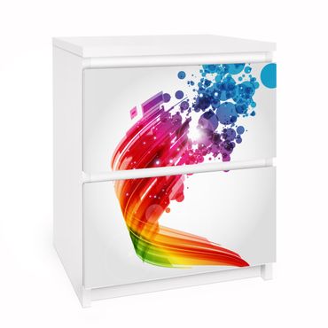 Carta adesiva per mobili IKEA - Malm Cassettiera 2xCassetti - Rainbow Wave and Bubbles