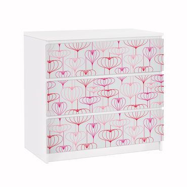Carta adesiva per mobili IKEA - Malm Cassettiera 3xCassetti - Heart pattern