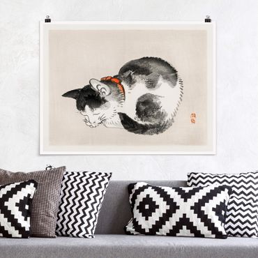 Poster - Asian gatto addormentato Vintage Disegno - Orizzontale 3:4