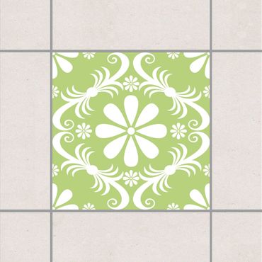 Adesivo per piastrelle - Floral Spring Green 15cm x 15cm