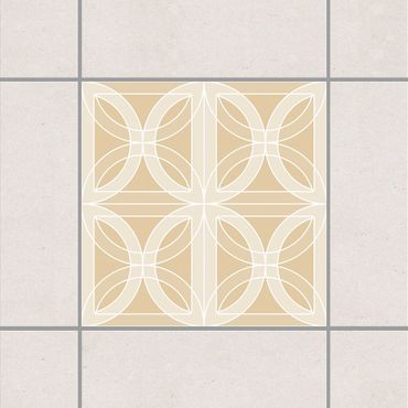 Adesivo per piastrelle - Circular Tile Design Light Brown 25cm x 20cm