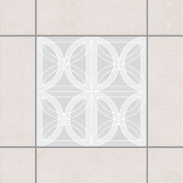 Adesivo per piastrelle - Circular Tile Design Light Grey 25cm x 20cm