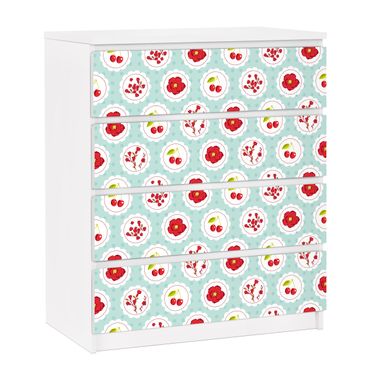 Carta adesiva per mobili IKEA - Malm Cassettiera 4xCassetti - Cherries design