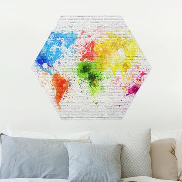 Esagono in forex - Bianco muro di mattoni Mappa del mondo