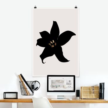 Poster - Mondo vegetale grafico - Orchidea in nero e oro - Verticale 3:2