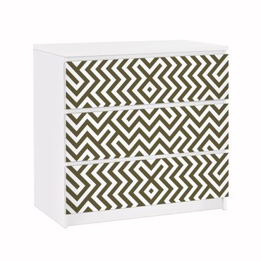 Carta adesiva per mobili IKEA - Malm Cassettiera 3xCassetti - Geometric Design Brown