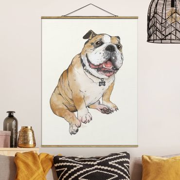 Foto su tessuto da parete con bastone - Laura Graves - Illustrazione Cane Bulldog Pittura - Verticale 4:3