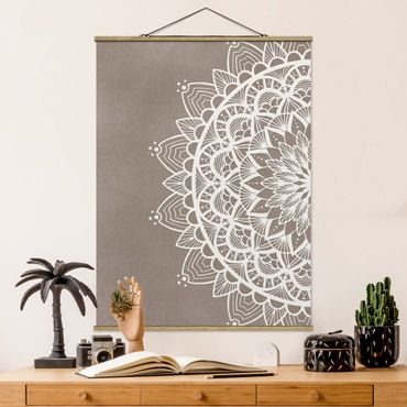 Foto su tessuto da parete con bastone - Mandala Illustrazione Shabby Bianco Beige - Verticale 4:3