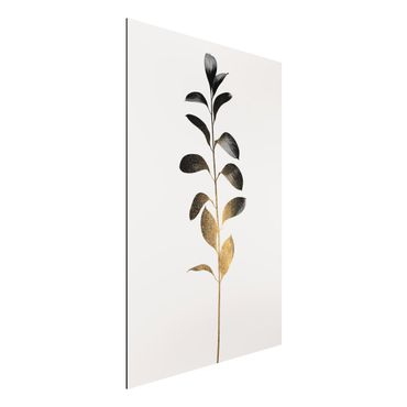 Stampa su alluminio - Mondo vegetale grafico - Oro e grigio - Verticale 3:2