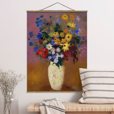Foto su tessuto da parete con bastone - Odilon Redon - fiori in un vaso - Verticale 4:3