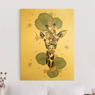Quadro su tela oro - Animali del safari - Ritratto di giraffa