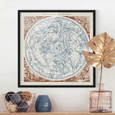 Poster con cornice - Vintage Mappa Stellare Southern Hemissphere - Quadrato 1:1