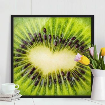 Poster con cornice - Kiwi Heart - Quadrato 1:1