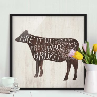 Poster con cornice - Farm BBQ - Cow - Quadrato 1:1