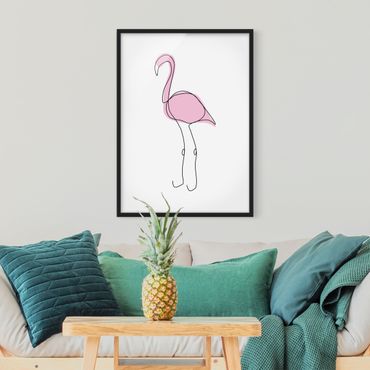 Poster con cornice - Flamingo Line Art - Verticale 4:3