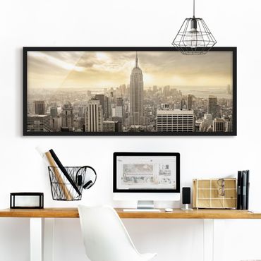 Poster con cornice - Manhattan Alba - Panorama formato orizzontale
