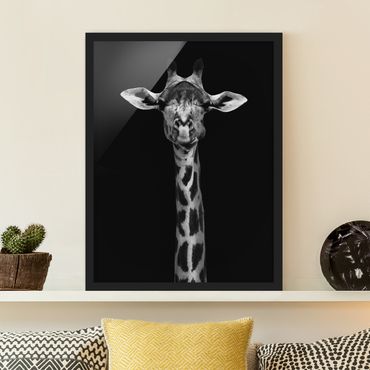 Poster con cornice - Scuro Ritratto della giraffa - Verticale 4:3