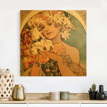 Quadro su tela oro - Alfons Mucha - Fiore
