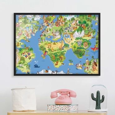 Poster con cornice - Great And Funny Worldmap - Orizzontale 3:4