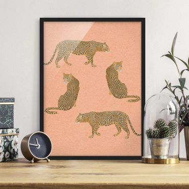 Poster con cornice - Illustrazione Leopard Rosa Pittura - Verticale 4:3