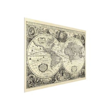 Quadro in vetro - Illustrazione Vintage Mappa del mondo antico - Orizzontale 3:4