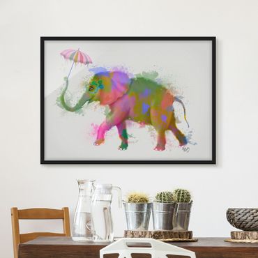 Poster con cornice - Rainbow Splash Elephant - Orizzontale 3:4