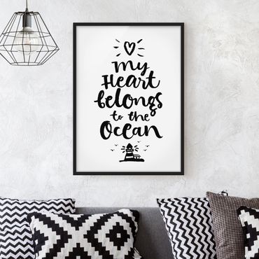 Poster con cornice - My Heart Belongs To The Ocean - Verticale 4:3