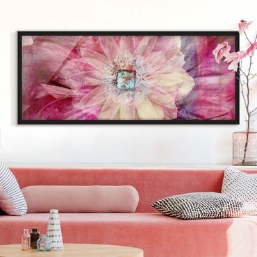 Poster con cornice - Grunge Flower - Panorama formato orizzontale