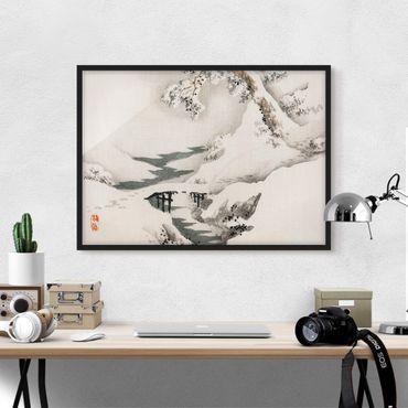 Poster con cornice - Asian Vintage Paesaggio invernale Disegno - Orizzontale 3:4