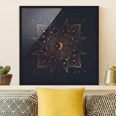Poster con cornice - Astrologia Lunar Magic Blue oro - Quadrato 1:1