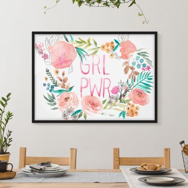 Poster con cornice - Pink Flowers - Girl Power - Orizzontale 3:4