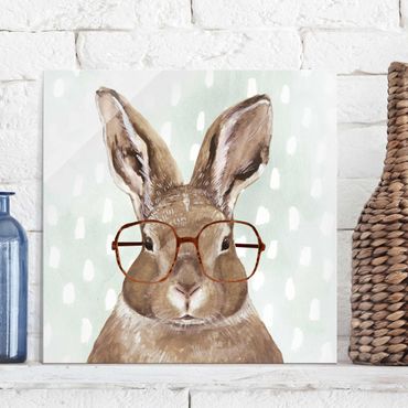 Quadro in vetro - Animals With Glasses - Rabbit - Quadrato 1:1
