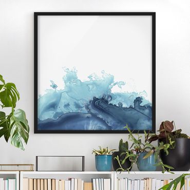 Poster con cornice - Wave Watercolor Blue I - Quadrato 1:1