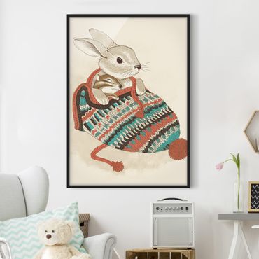 Poster con cornice - Illustrazione Cuddly Coniglio In Cappello - Verticale 4:3