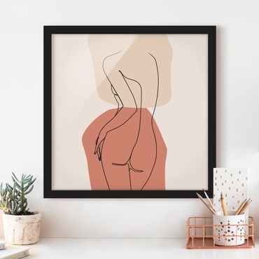 Poster con cornice - Line Art Woman Back Brown - Quadrato 1:1