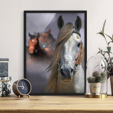 Poster con cornice - Horses In The Dust - Verticale 4:3