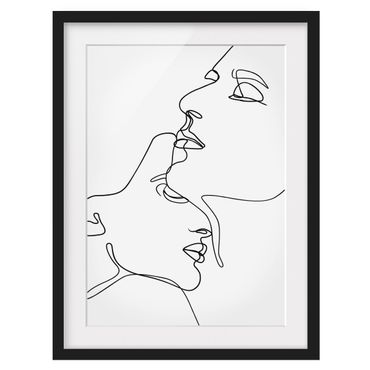 Poster con cornice - Gentle Line Art Faces Bianco e nero - Verticale 4:3