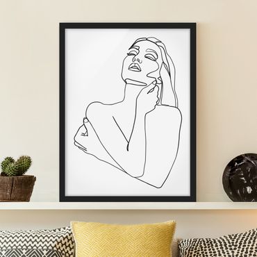 Poster con cornice - Line Art Torso della donna Bianco e nero - Verticale 4:3